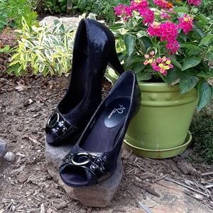 Aerosoles Black Peep Toe Pumps